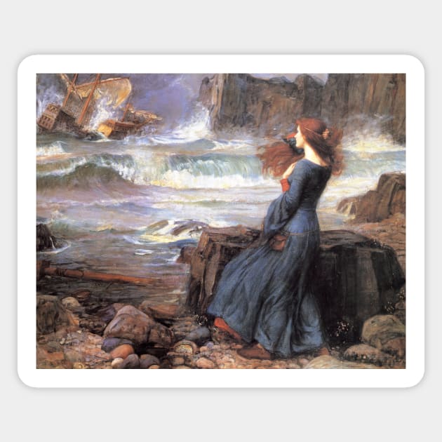 Miranda - The Tempest by John William Waterhouse Sticker by Classic Art Stall